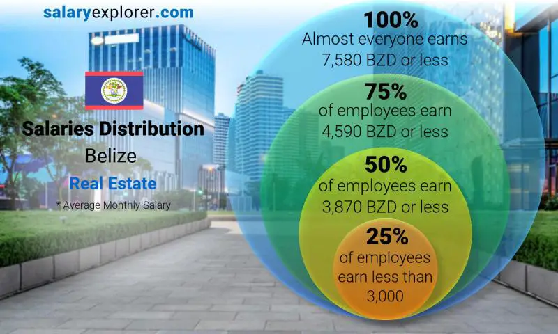 Median and salary distribution Belize Real Estate monthly