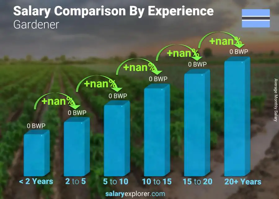 Salary comparison by years of experience monthly Botswana Gardener