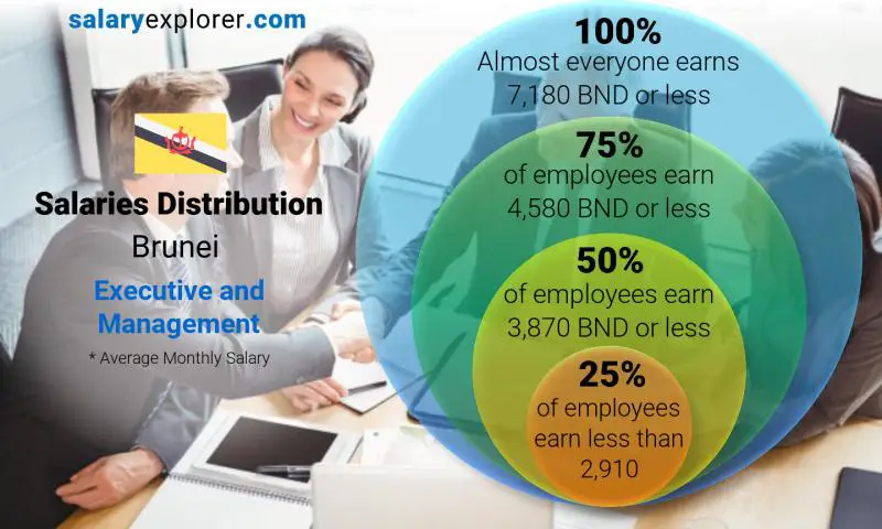 Median and salary distribution Brunei Executive and Management monthly