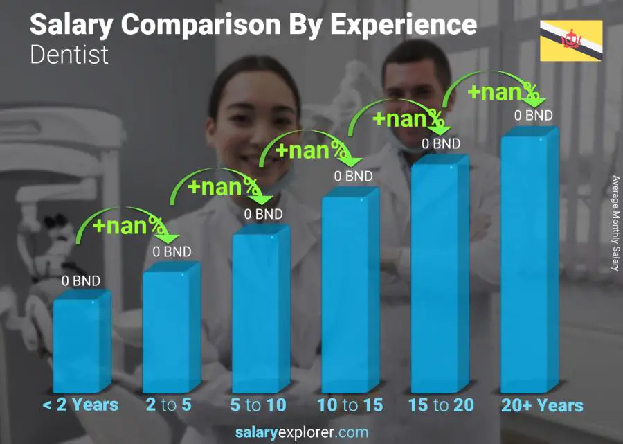 Salary comparison by years of experience monthly Brunei Dentist