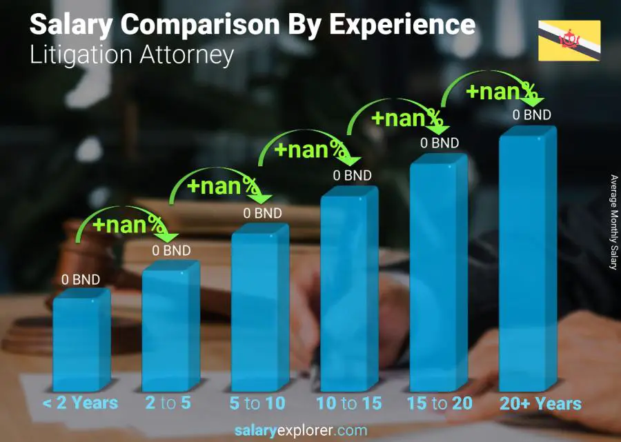 Salary comparison by years of experience monthly Brunei Litigation Attorney