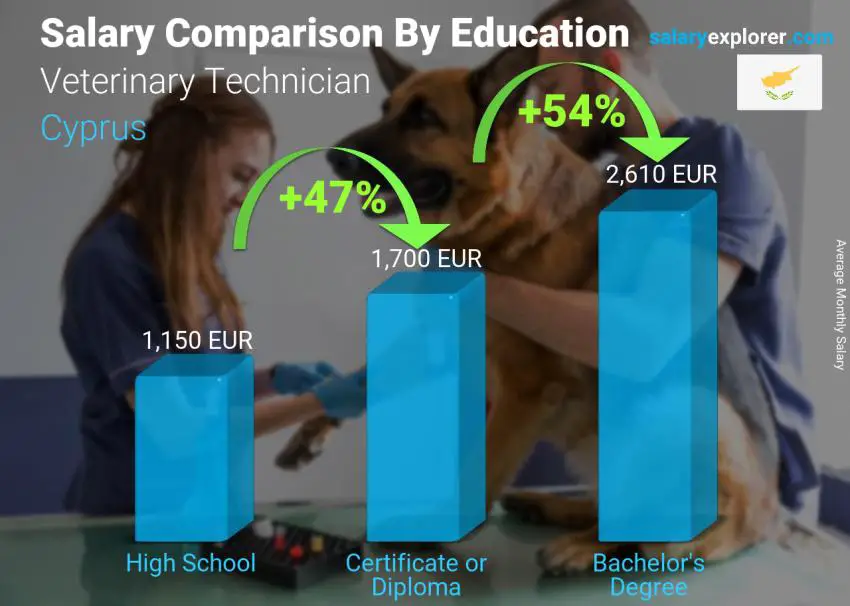 Salary comparison by education level monthly Cyprus Veterinary Technician