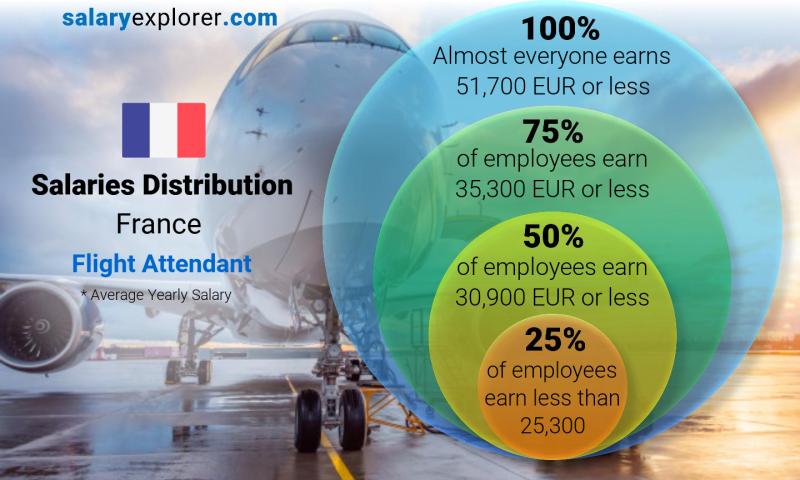 Median and salary distribution France Flight Attendant yearly