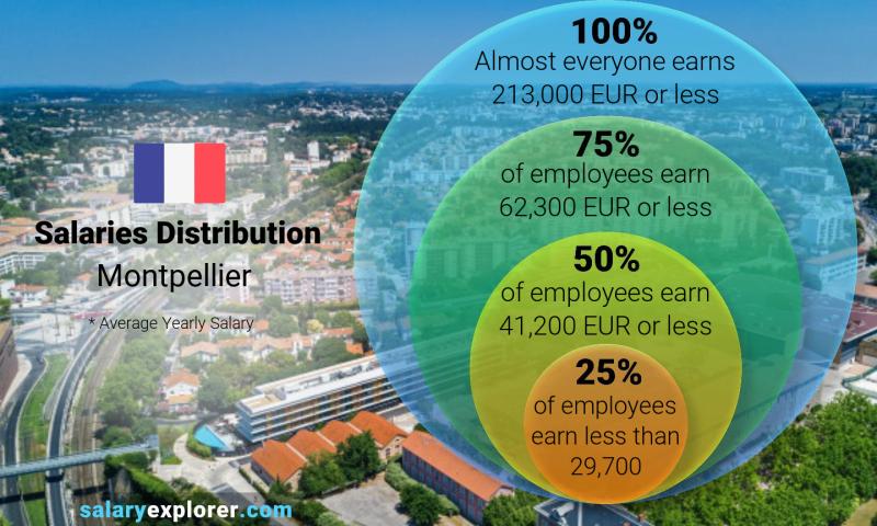 Median and salary distribution Montpellier yearly