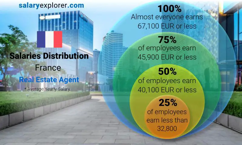 Median and salary distribution France Real Estate Agent yearly