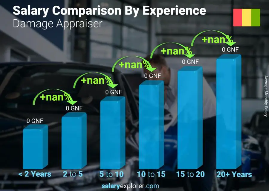 Salary comparison by years of experience monthly Guinea Damage Appraiser