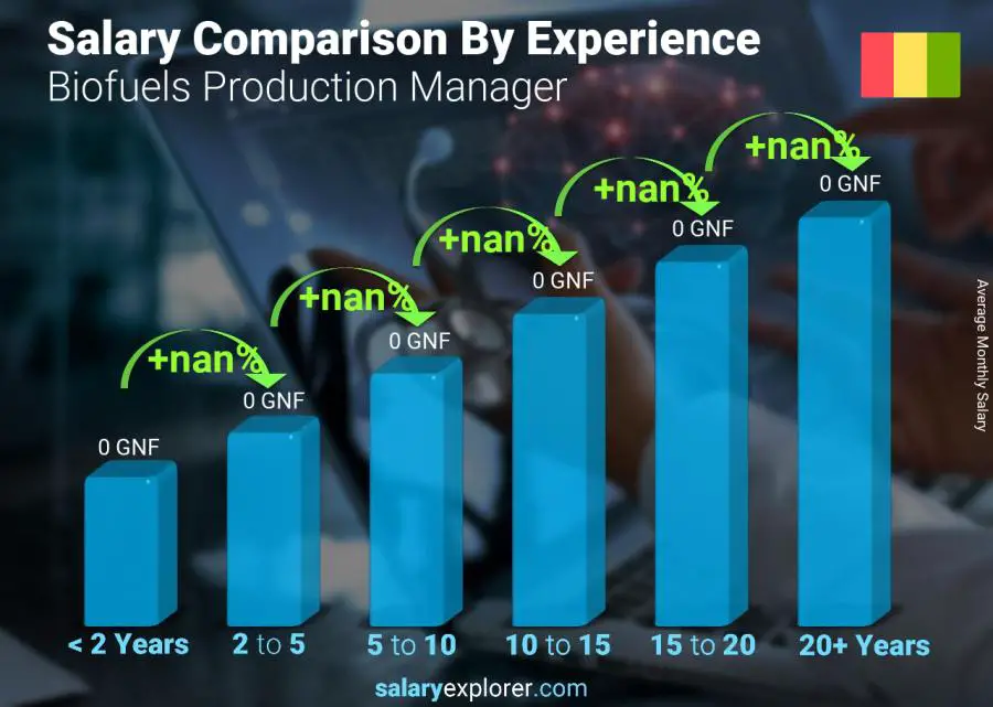 Salary comparison by years of experience monthly Guinea Biofuels Production Manager