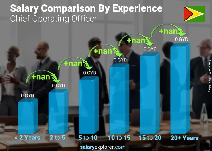 Salary comparison by years of experience monthly Guyana Chief Operating Officer