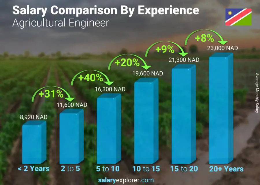Salary comparison by years of experience monthly Namibia Agricultural Engineer