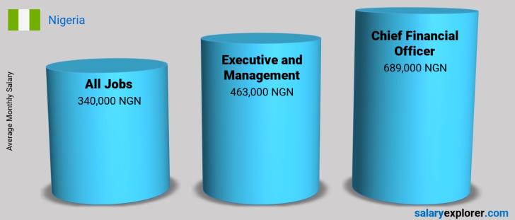 Salary Comparison Between Chief Financial Officer and Executive and Management monthly Nigeria