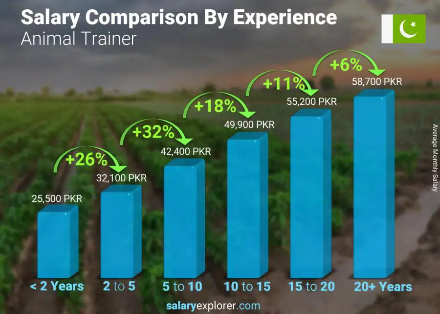 Salary comparison by years of experience monthly Pakistan Animal Trainer