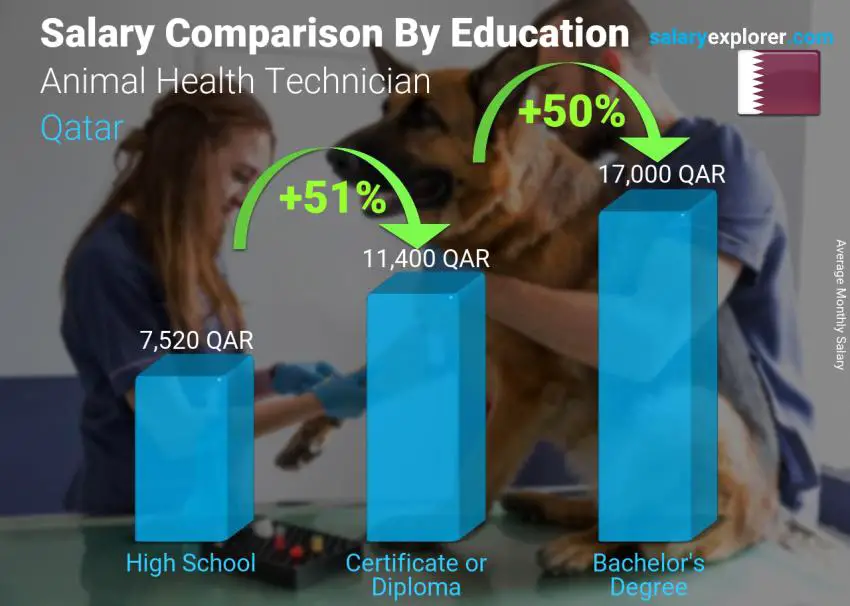 Salary comparison by education level monthly Qatar Animal Health Technician