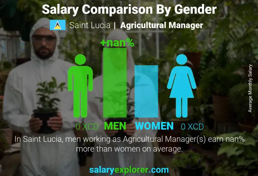Salary comparison by gender Saint Lucia Agricultural Manager monthly