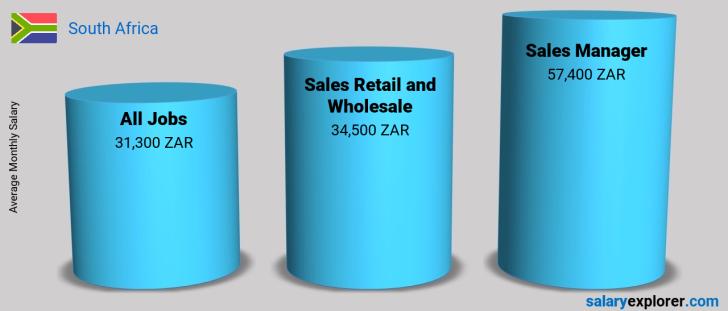Salary Comparison Between Sales Manager and Sales Retail and Wholesale monthly South Africa