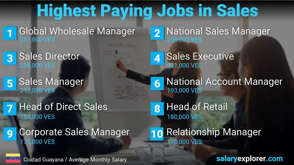 Highest Paying Jobs in Sales - Ciudad Guayana