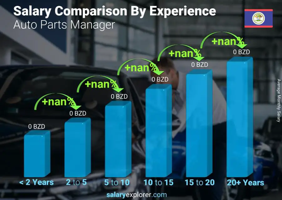 Salary comparison by years of experience monthly Belize Auto Parts Manager