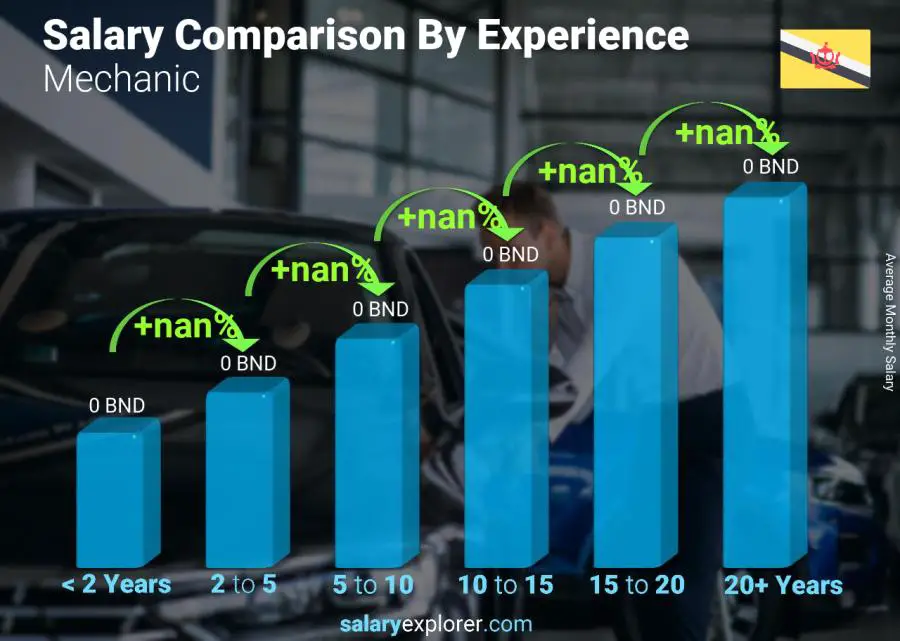 Salary comparison by years of experience monthly Brunei Mechanic