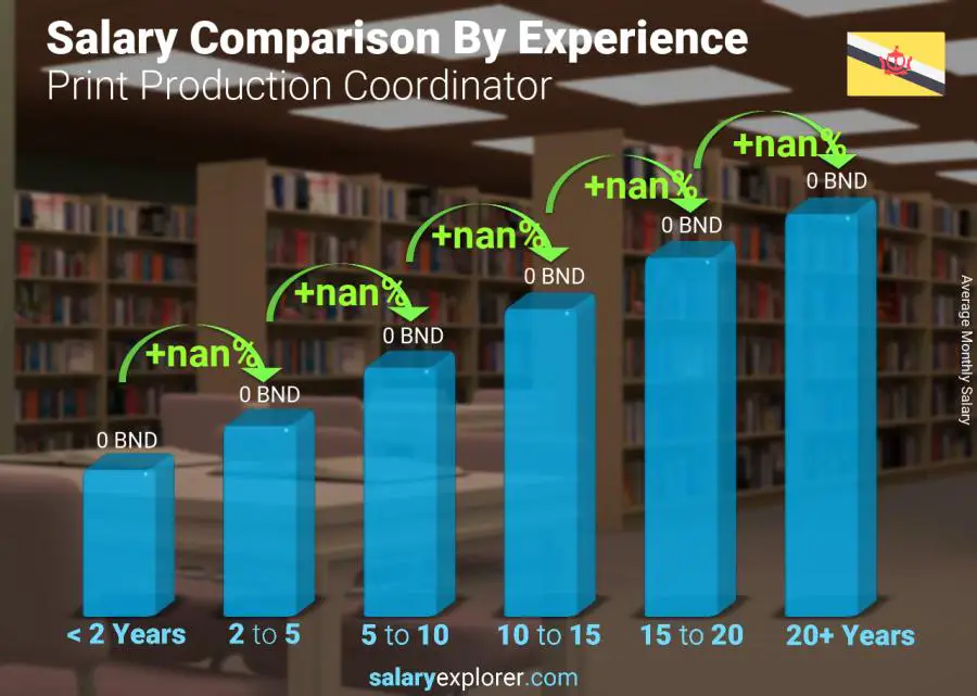 Salary comparison by years of experience monthly Brunei Print Production Coordinator