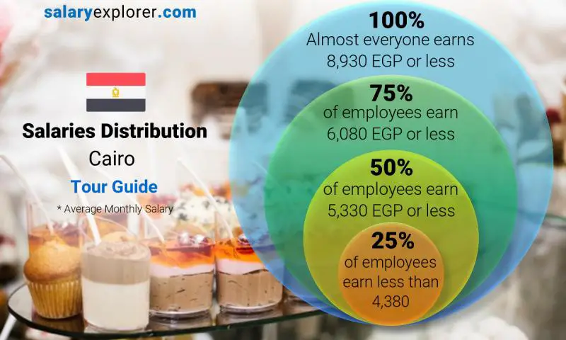 Median and salary distribution Cairo Tour Guide monthly