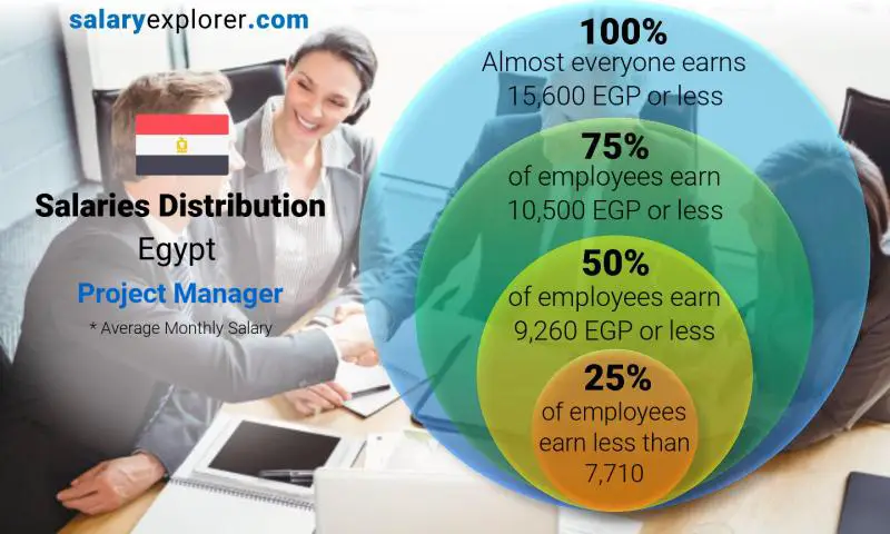 Median and salary distribution Egypt Project Manager monthly