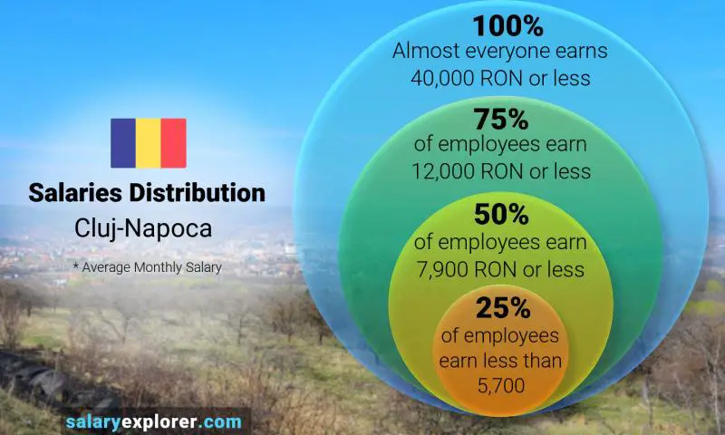 Median and salary distribution Cluj-Napoca monthly