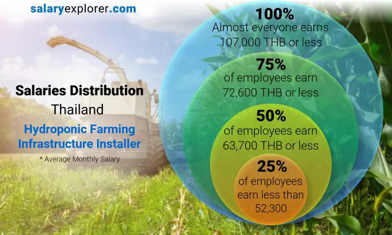 Median and salary distribution Thailand Hydroponic Farming Infrastructure Installer monthly