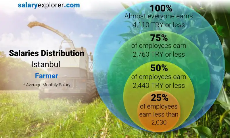 Median and salary distribution Istanbul Farmer monthly