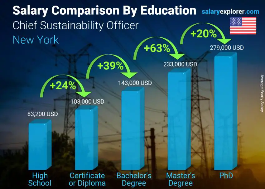 Salary comparison by education level yearly New York Chief Sustainability Officer Salary comparison by education level yearly New York Chief Sustainability Officer