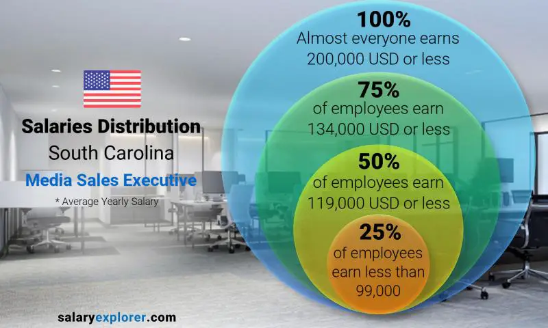 Median and salary distribution South Carolina Media Sales Executive yearly