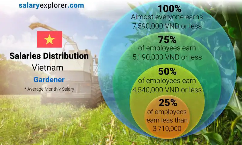 Median and salary distribution Vietnam Gardener monthly